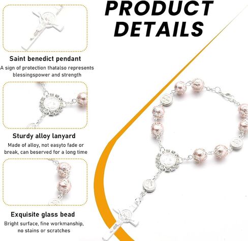 2 PCS Car Rosary for Rearview Mirror, Auto Rosary Religious Car Mirror Hanging Decoration, Personalized Rearview Cross Blessing Beads Decoration, Universal Car Accessories (White) in Saudi Arabia