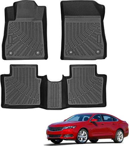 Pleoos® Floor Mats لـ Chevy Impala 2014-2020 | TPE Custom Fit Floor Liners مجموعة | غير مضاد للانزلاق | إكسسوارات السيارات مع الحواف المرتفعة | الجبهة والصف الثاني ، الأسود in Saudi Arabia