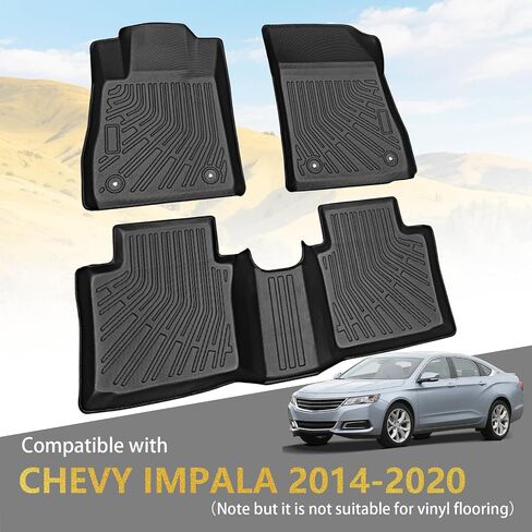 Pleoos® Floor Mats لـ Chevy Impala 2014-2020 | TPE Custom Fit Floor Liners مجموعة | غير مضاد للانزلاق | إكسسوارات السيارات مع الحواف المرتفعة | الجبهة والصف الثاني ، الأسود in Saudi Arabia