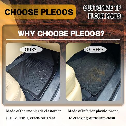 Pleoos® Floor Mats لـ Chevy Impala 2014-2020 | TPE Custom Fit Floor Liners مجموعة | غير مضاد للانزلاق | إكسسوارات السيارات مع الحواف المرتفعة | الجبهة والصف الثاني ، الأسود in Saudi Arabia