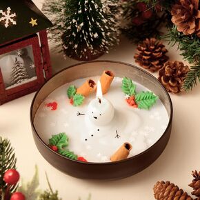 Christmas Candle Melting Snowman Candle Christmas Spice Cinnamon Soy Candle Snowman Shaped Candle Winter Gift for Women Christmas Rustic Farmhouse Home Tables Decor in Kuwait