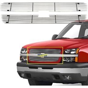 Grille Iserts Aluminium Chrome Billet Combo for 2003-2005 Chevy Silverado 1500/1500 SS/1500 HD 2003-2004 2500/3500/2500 HD 2003-2006 Chevy Avalanche 1500/2500 in Kuwait