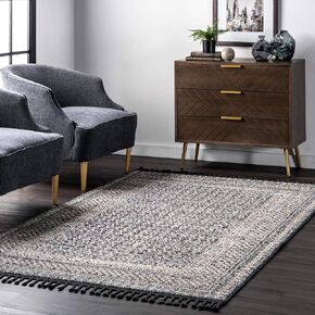 nuLOOM Claudia Diamond Tassel Runner Rug, 2' 6" x 6', Ivory in Saudi Arabia