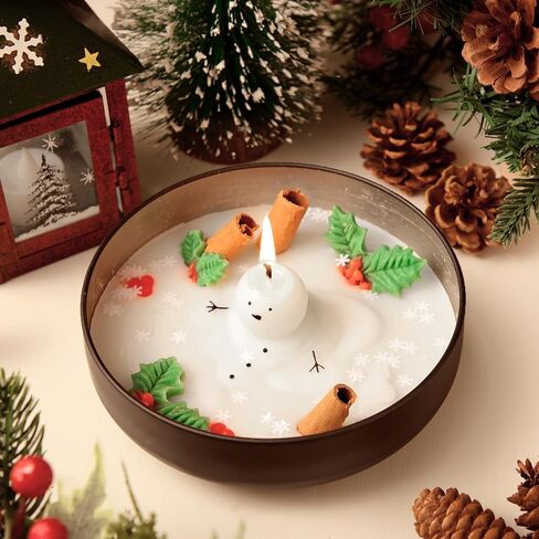 شمعة عيد الميلاد ذوبان شمعة رجل الثلج عيد الميلاد التوابل القرفة الصويا شمعة ثلج على شكل شمعة هدية الشتاء للنساء عيد الميلاد ريفي مزرعة ديكور المنزل الجداول in Kuwait