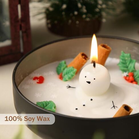 شمعة عيد الميلاد ذوبان شمعة رجل الثلج عيد الميلاد التوابل القرفة الصويا شمعة ثلج على شكل شمعة هدية الشتاء للنساء عيد الميلاد ريفي مزرعة ديكور المنزل الجداول in Kuwait