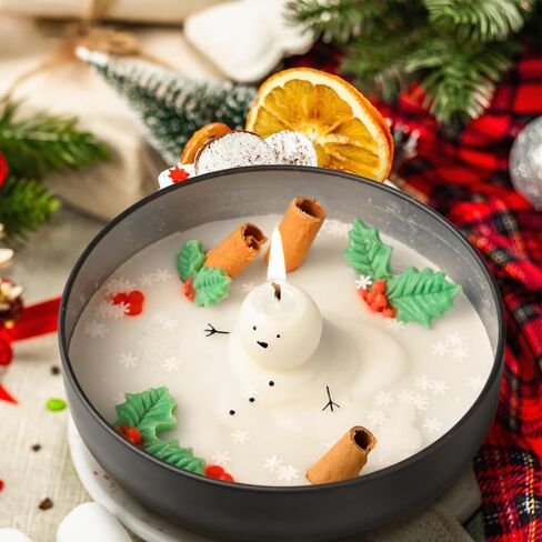 شمعة عيد الميلاد ذوبان شمعة رجل الثلج عيد الميلاد التوابل القرفة الصويا شمعة ثلج على شكل شمعة هدية الشتاء للنساء عيد الميلاد ريفي مزرعة ديكور المنزل الجداول in Kuwait