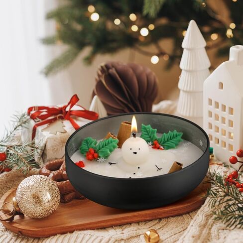 شمعة عيد الميلاد ذوبان شمعة رجل الثلج عيد الميلاد التوابل القرفة الصويا شمعة ثلج على شكل شمعة هدية الشتاء للنساء عيد الميلاد ريفي مزرعة ديكور المنزل الجداول in Kuwait