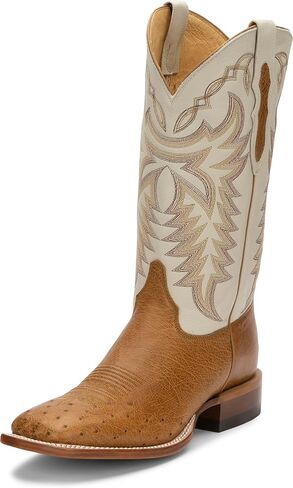 Justin Men's Pascoe 13" Smooth Ostrich Western Boot Broad Square Toe in Saudi Arabia