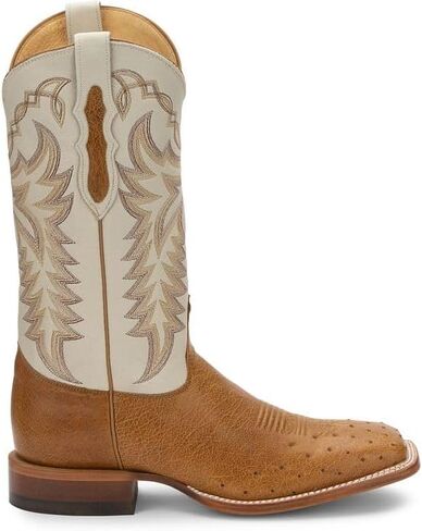 Justin Men's Pascoe 13" Smooth Ostrich Western Boot Broad Square Toe in Saudi Arabia