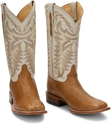 Justin Men's Pascoe 13" Smooth Ostrich Western Boot Broad Square Toe in Saudi Arabia