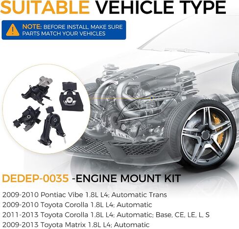 PAROD 4PCS Engine Motor Mount Kit Fit for 2009-2010 Pontiac Vibe, 2009-2013 Toyota Corolla, 2009-2013 Matrix 1.8L L4 Replace#A62015 A62023 A62027 A62022 in Saudi Arabia