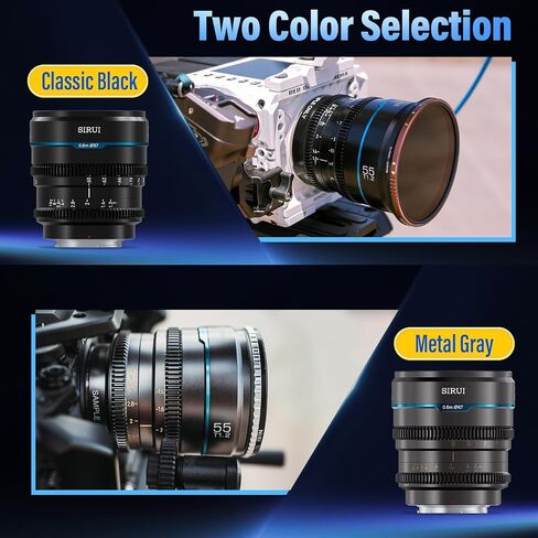 مجموعة عدسات SIRUI Night Walker S35 للتركيز اليدوي، 24 مم، 35 مم، 55 مم، T1.2 عدسة تثبيت RF بفتحة كبيرة لـ RED Komodo، R7، R10، C70، R50 (MS-3SRB، أسود) in Kuwait