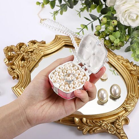 Elldoo Mini Trinket Box ، Bow-Bow-Hift Box Style Box box Box Vintage Metal Metaled Box Ring Earrings Jewelry Organizer Square Gift for Women ، Pink in Kuwait