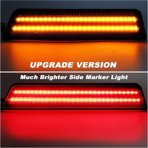 Smoked Lens LED Side Marker Lights Kit Front & Rear Bumper Lamps Compatible with Dodge Challenger regular body 2015-2023 Amber Front & Red Rear Side Marker Indicator Lamps Set (4PCS) in Saudi Arabia
