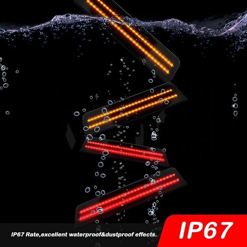 Smoked Lens LED Side Marker Lights Kit Front & Rear Bumper Lamps Compatible with Dodge Challenger regular body 2015-2023 Amber Front & Red Rear Side Marker Indicator Lamps Set (4PCS) in Saudi Arabia