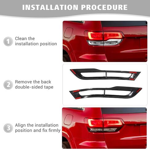 Jimen Compatible with Jeep Grand Cherokee 2014-2020, 4PCS Tail Light Cover Trim Exterior Accessories (Black) in Saudi Arabia
