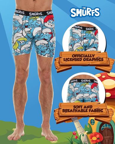 The Smurfs Men's Boxer Briefs - No Fly, Anti-Chafing Stitching, Comfort Shaped/Cotton Lined Crotch in Saudi Arabia