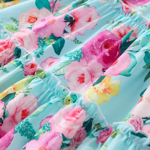 Girls Dress, Summer Clothes Flutter Sleeve, Elastic Waist, A-Line, Casual, for 7-14 Years Kids in Kuwait