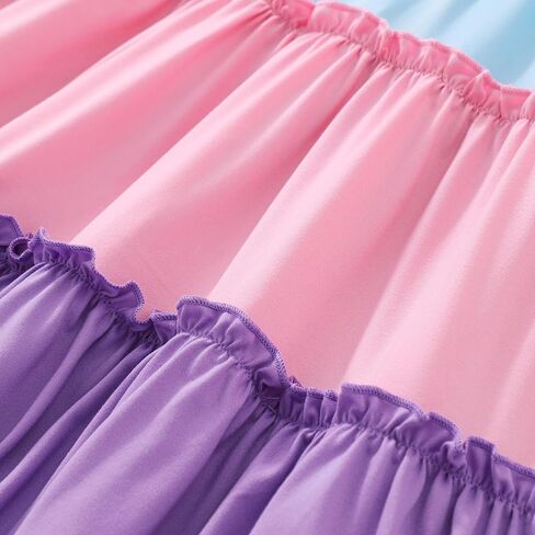Girls Dress, Summer Clothes Flutter Sleeve, Elastic Waist, A-Line, Casual, for 7-14 Years Kids in Kuwait