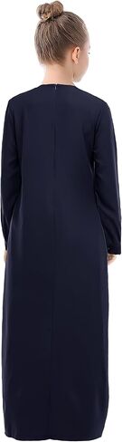 Wsplyspjy ألوان صلبة لباس مسلم للفتيات الأطفال أبايا سحاب ملابس صلاة الإسلامية مع جيوب in Kuwait