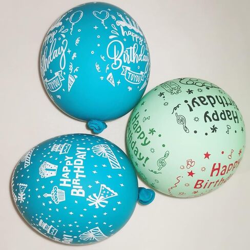 52 Pcs Blue Birthday Balloons with Birthday Party Pattern Children's Birthday Balloons Decoration Suitable for Girls Boy Birthday Party, Baby Shower in Kuwait