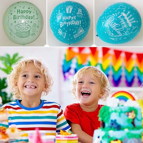 52 Pcs Blue Birthday Balloons with Birthday Party Pattern Children's Birthday Balloons Decoration Suitable for Girls Boy Birthday Party, Baby Shower in Kuwait