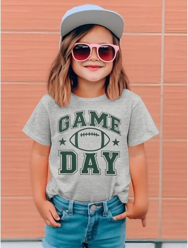 Toddler Girl Boy Football Shirt Funny Game Day T-Shirt Short Sleeve Kids Football Outfit Summer Sports Fans Tee Top in Saudi Arabia
