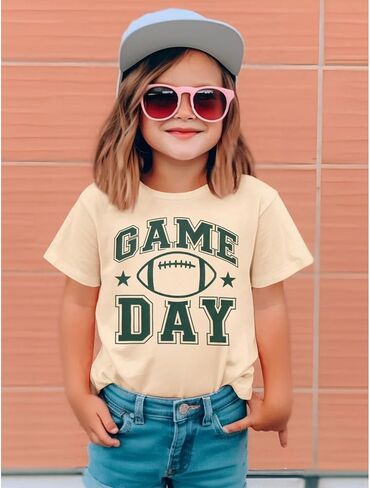 Toddler Girl Boy Football Shirt Funny Game Day T-Shirt Short Sleeve Kids Football Outfit Summer Sports Fans Tee Top in Saudi Arabia