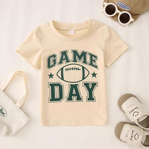 Toddler Girl Boy Football Shirt Funny Game Day T-Shirt Short Sleeve Kids Football Outfit Summer Sports Fans Tee Top in Saudi Arabia