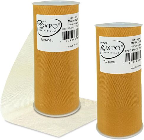 Expo International Decorative Matte Tulle, Roll/Spool of 6" X 25 Yards, Lightweight Polyester Tulle Fabric for Tutus, Costumes, and Party Decorations, Washable, Easy-to-Use, Pack of 2, Green in Kuwait