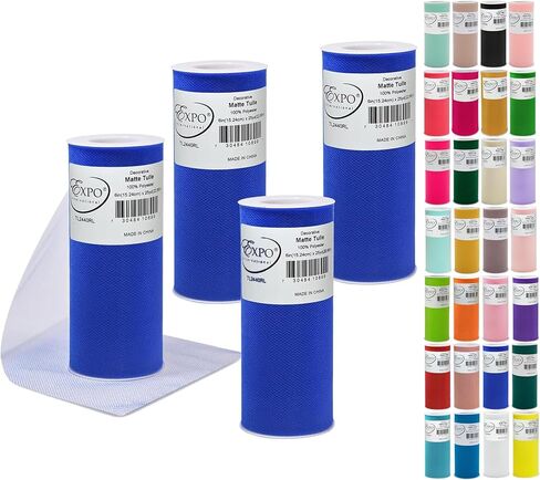 Expo International Decorative Matte Tulle, Roll/Spool of 6" X 25 Yards, Lightweight Polyester Tulle Fabric for Tutus, Costumes, and Party Decorations, Washable, Easy-to-Use, Pack of 2, Green in Kuwait