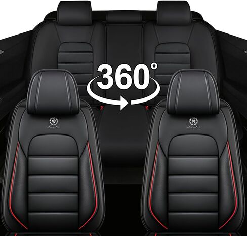 Full Set for Audi Q7 Seat Covers 2007-2025, Waterproof Nappa Leather Car Seat Protector, Anti-Slip & Comfortable Car seat Cover (Black & Red) in Saudi Arabia