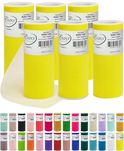 Expo International Decorative Matte Tulle, Roll/Spool of 6" X 25 Yards, Lightweight Polyester Tulle Fabric for Tutus, Costumes, and Party Decorations, Washable, Easy-to-Use, Pack of 2, Green in Kuwait