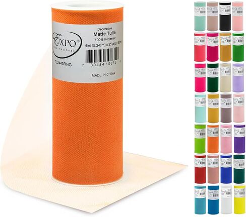 Expo International Decorative Matte Tulle, Roll/Spool of 6" X 25 Yards, Lightweight Polyester Tulle Fabric for Tutus, Costumes, and Party Decorations, Washable, Easy-to-Use, Pack of 2, Green in Kuwait