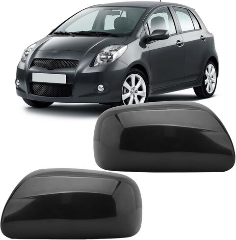 Pair Black Door Wing Side Mirror Cover Cap For Toyota Yaris 2007 2008 2009 2010 2011 Left & Right Side in Saudi Arabia