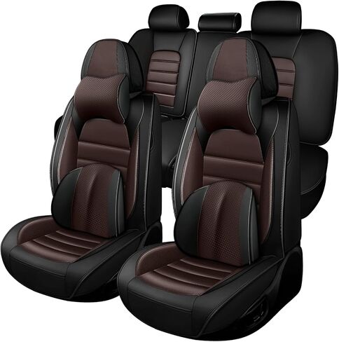Full Set for Audi Q7 Seat Covers 2007-2025, Waterproof Nappa Leather Car Seat Protector, Anti-Slip & Comfortable Car seat Cover (Black & Red) in Saudi Arabia
