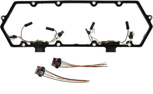 TRQ Valve Cover Gasket with Injector & Glow Plug Harness Set Compatible with 1994-1998 Ford E-350 Econoline E-350 Econoline Club Wagon 1994-1996 F-250 1997 F-250 HD 1994-1997 F-350 in Saudi Arabia