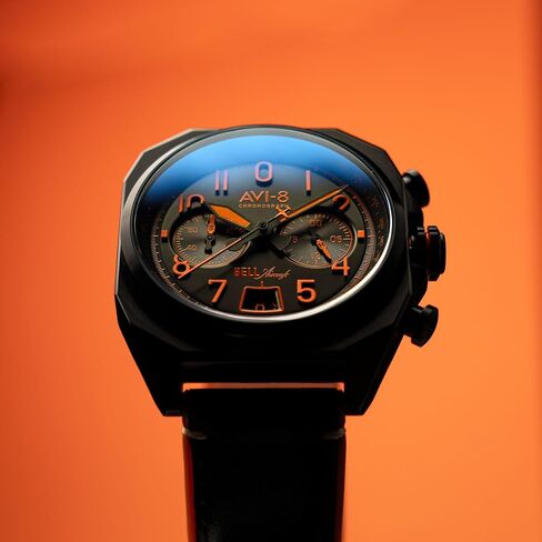 AVI-8 رجال 41 مم بيل X-1 Machbuster Chronograph Watch مع حزام جلدي AV-4118 in Kuwait