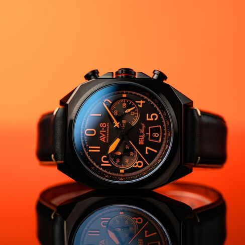 AVI-8 رجال 41 مم بيل X-1 Machbuster Chronograph Watch مع حزام جلدي AV-4118 in Kuwait