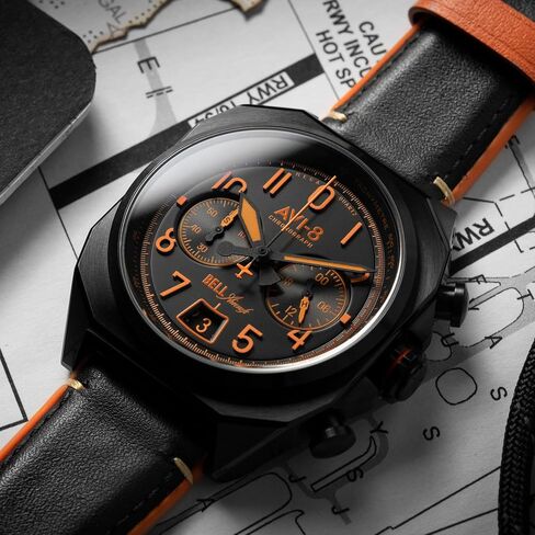 AVI-8 رجال 41 مم بيل X-1 Machbuster Chronograph Watch مع حزام جلدي AV-4118 in Kuwait