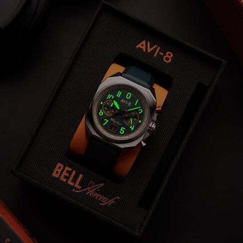 AVI-8 Men's 41mm Bell X-1 Machbuster Chronograph Watch with Leather Strap AV-4118 in Kuwait