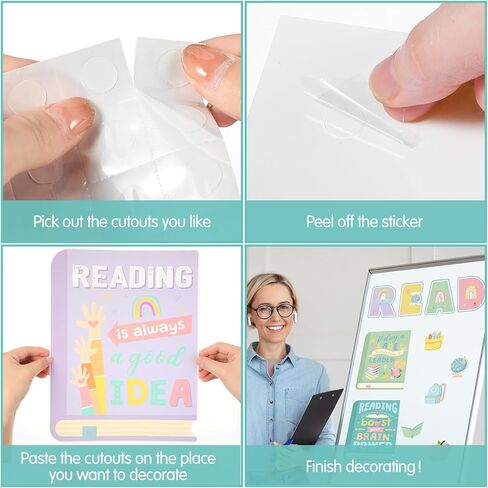 PATELAI 23 PCS REGING CLASSROOM DECREATIONS READING BULLETIN SET PORDER POSTER POSTER للمعلمين الفصول الدراسية لافتة وملصق قراءة جدار ديكور لمكتبة ما قبل المدرسة الابتدائية (Boho) in Kuwait