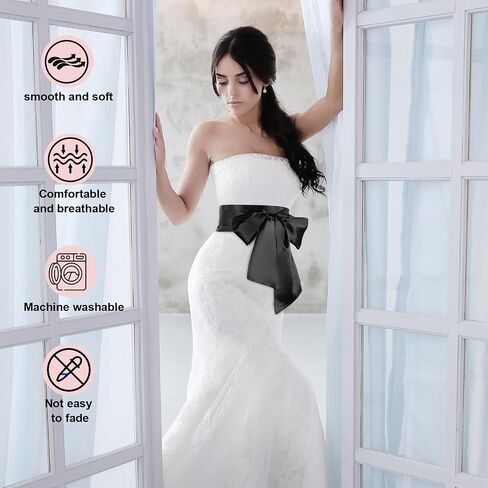 Lusofie Satin Behist Belts for Women Sash Belt 3.5 '' حزام فستان عريض لمناسبة خاصة في حزام الحرير الرسمي (متعدد الألوان) in Kuwait