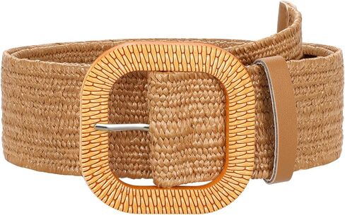 SUOSDEY Women Straw Woven Elastic Stretch Waist Belt for Jeans Boho Briaded Belts for Dresses in Saudi Arabia