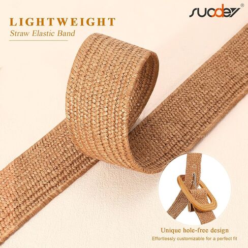 SUOSDEY Women Straw Woven Elastic Stretch Waist Belt for Jeans Boho Briaded Belts for Dresses in Saudi Arabia