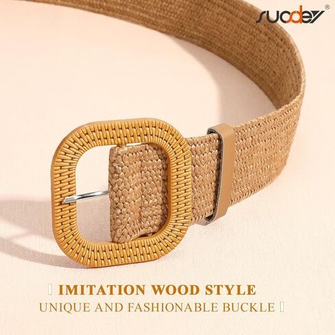 SUOSDEY Women Straw Woven Elastic Stretch Waist Belt for Jeans Boho Briaded Belts for Dresses in Saudi Arabia