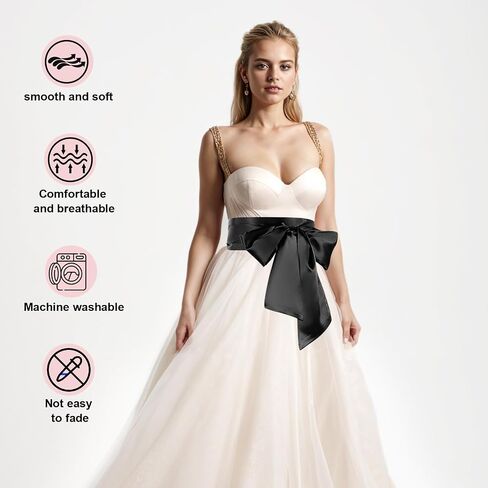 Lusofie Satin Behist Belts for Women Sash Belt 3.5 '' حزام فستان عريض لمناسبة خاصة في حزام الحرير الرسمي (متعدد الألوان) in Kuwait