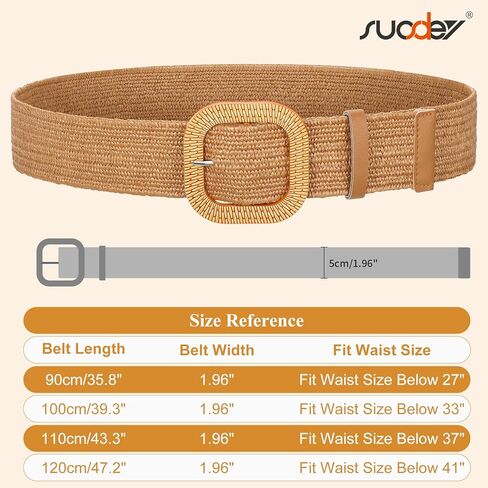 SUOSDEY Women Straw Woven Elastic Stretch Waist Belt for Jeans Boho Briaded Belts for Dresses in Saudi Arabia