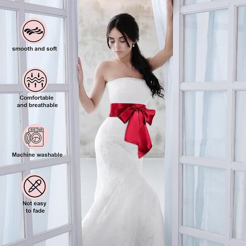 Lusofie Satin Waist Belts for Women Sash Belt 3.5'' Wide Dress Belt for Special Occasion Formal Silk Sash Tie (Multi-color) in Saudi Arabia