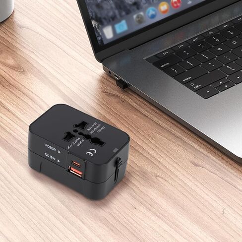 Travel Adapter, Universal Power Adapter Wall AC Power Plug with Type-C and USB-A Charging Ports for USA EU UK AUS Mobile Phones, Tablets, Laptops, MP3s and Shavers in Saudi Arabia